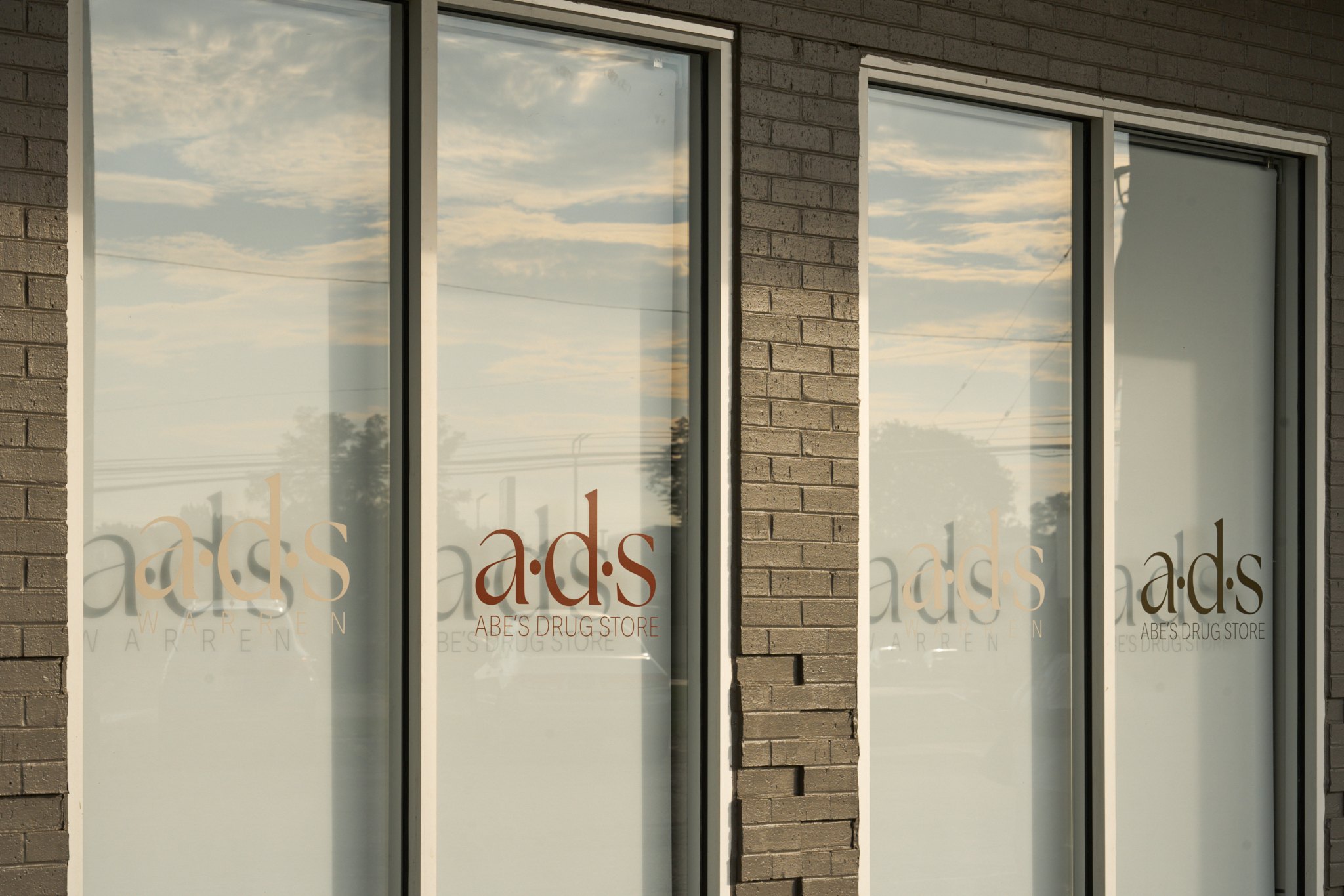 a·d·s window vinyl on the Warren storefront